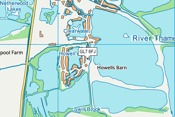 GL7 6FJ map - OS VectorMap District (Ordnance Survey)