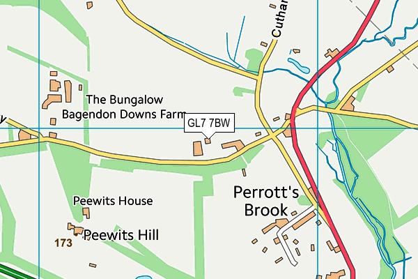 GL7 7BW map - OS VectorMap District (Ordnance Survey)