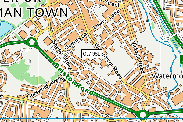 GL7 9SL map - OS VectorMap District (Ordnance Survey)
