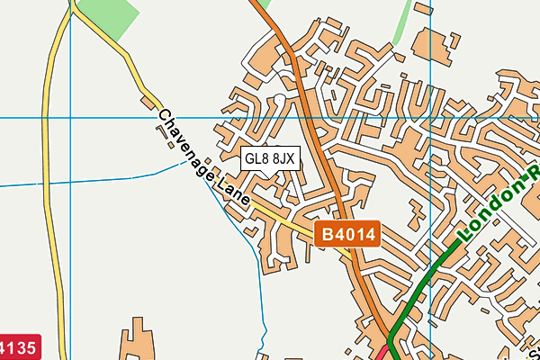 GL8 8JX map - OS VectorMap District (Ordnance Survey)