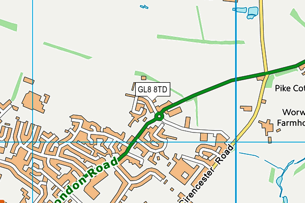 GL8 8TD map - OS VectorMap District (Ordnance Survey)