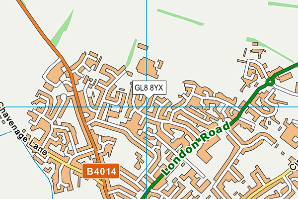 GL8 8YX map - OS VectorMap District (Ordnance Survey)