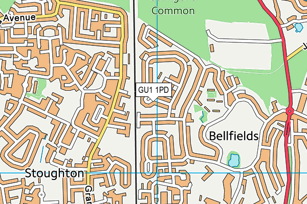 GU1 1PD map - OS VectorMap District (Ordnance Survey)
