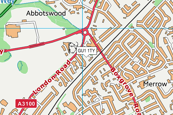 GU1 1TY map - OS VectorMap District (Ordnance Survey)