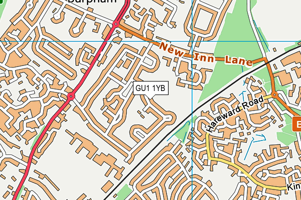 GU1 1YB map - OS VectorMap District (Ordnance Survey)