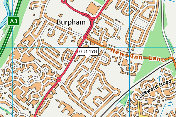 GU1 1YG map - OS VectorMap District (Ordnance Survey)
