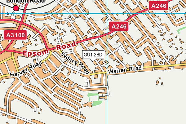 GU1 2BD map - OS VectorMap District (Ordnance Survey)