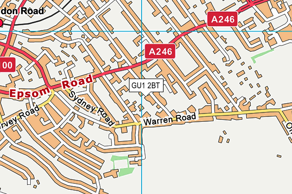 GU1 2BT map - OS VectorMap District (Ordnance Survey)