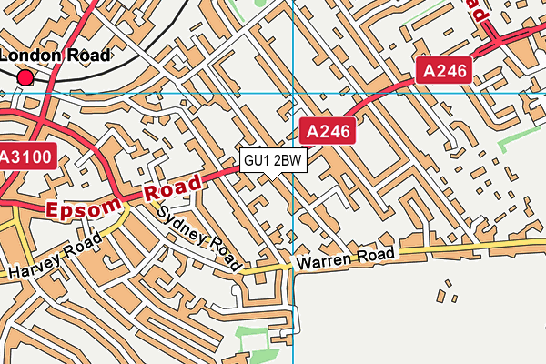 GU1 2BW map - OS VectorMap District (Ordnance Survey)