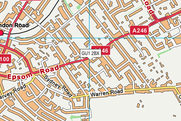 GU1 2BX map - OS VectorMap District (Ordnance Survey)