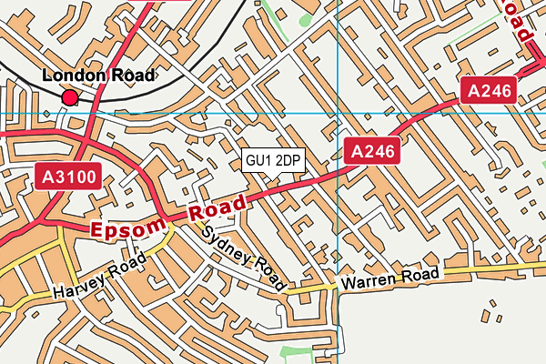 GU1 2DP map - OS VectorMap District (Ordnance Survey)