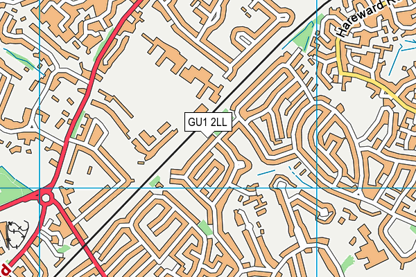 GU1 2LL map - OS VectorMap District (Ordnance Survey)