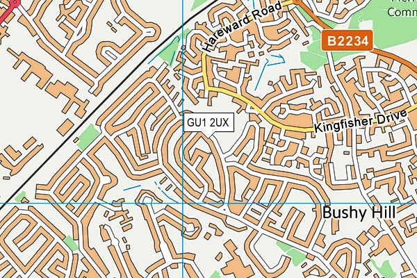 GU1 2UX map - OS VectorMap District (Ordnance Survey)