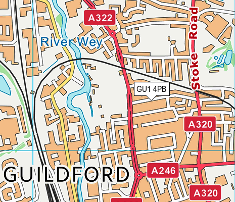 GU1 4PB map - OS VectorMap District (Ordnance Survey)