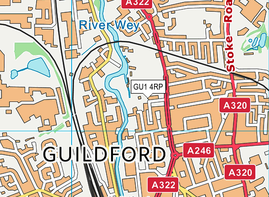 Woodbridge Road Cricket Ground (Closed) map (GU1 4RP) - OS VectorMap District (Ordnance Survey)