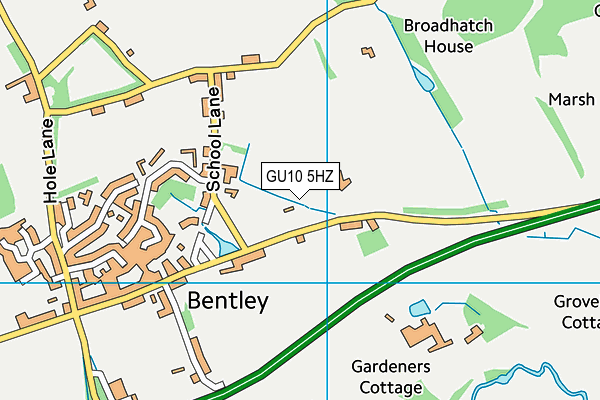 Bentley Recreation Ground map (GU10 5HZ) - OS VectorMap District (Ordnance Survey)