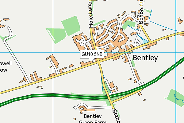 Bentley Memorial Hall map (GU10 5NB) - OS VectorMap District (Ordnance Survey)
