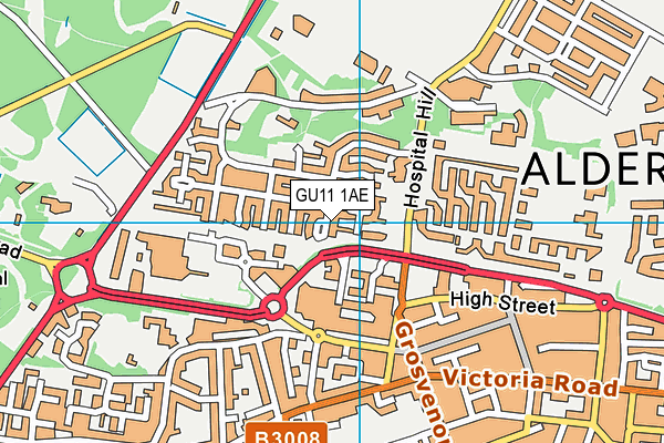 GU11 1AE map - OS VectorMap District (Ordnance Survey)