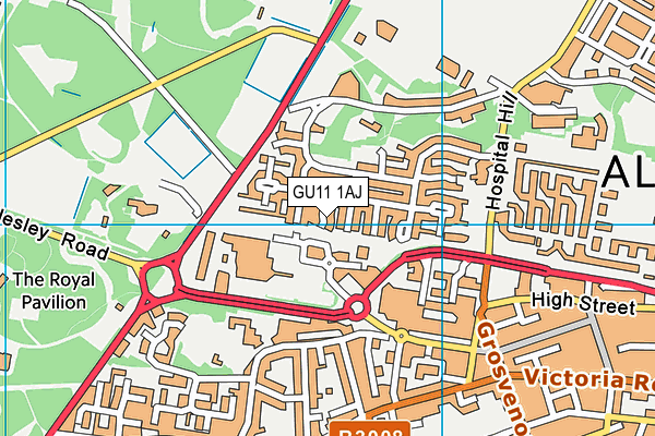 GU11 1AJ map - OS VectorMap District (Ordnance Survey)