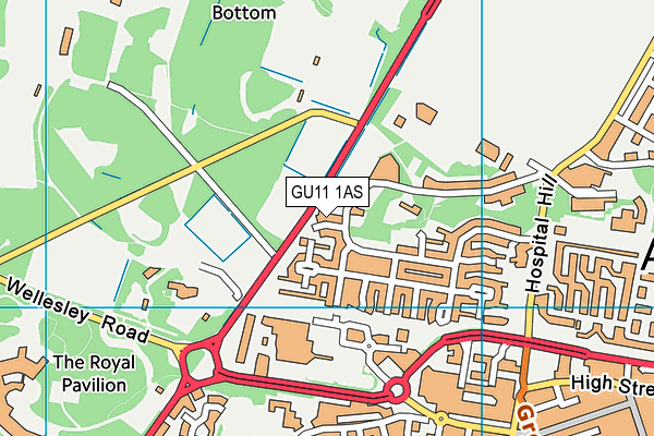 GU11 1AS map - OS VectorMap District (Ordnance Survey)