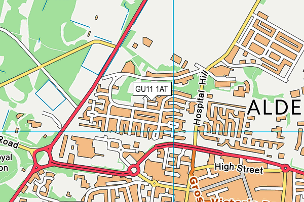 GU11 1AT map - OS VectorMap District (Ordnance Survey)