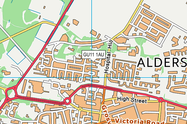 GU11 1AU map - OS VectorMap District (Ordnance Survey)