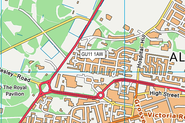 GU11 1AW map - OS VectorMap District (Ordnance Survey)