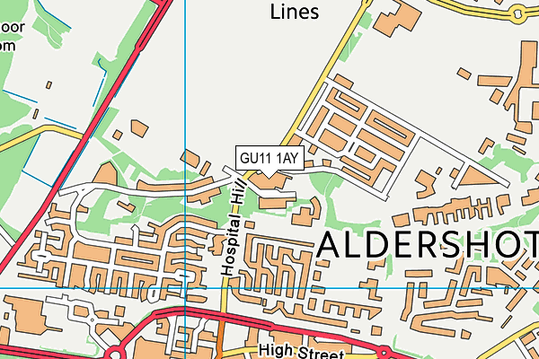 GU11 1AY map - OS VectorMap District (Ordnance Survey)