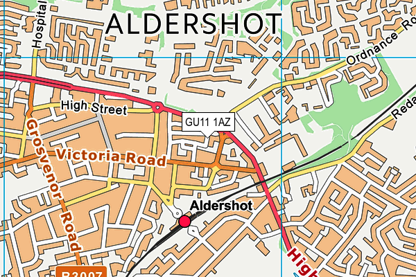 GU11 1AZ map - OS VectorMap District (Ordnance Survey)