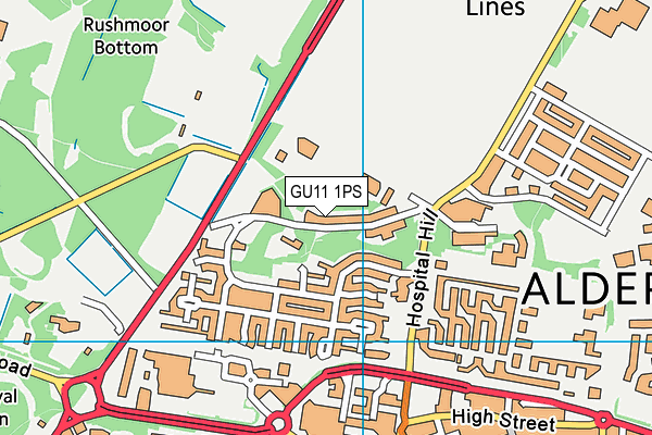 GU11 1PS map - OS VectorMap District (Ordnance Survey)