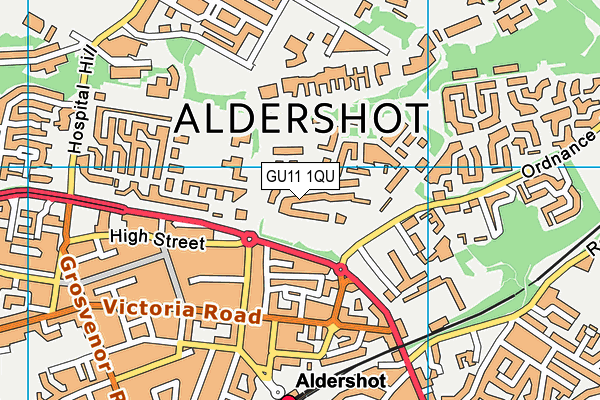 GU11 1QU map - OS VectorMap District (Ordnance Survey)