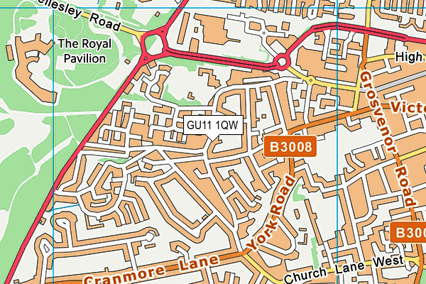 GU11 1QW map - OS VectorMap District (Ordnance Survey)