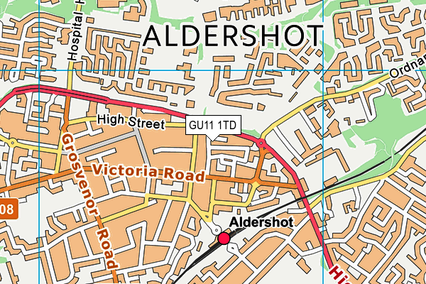 GU11 1TD map - OS VectorMap District (Ordnance Survey)