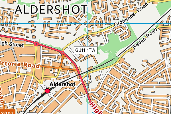 Aldershot Town (Ebb Stadium) map (GU11 1TW) - OS VectorMap District (Ordnance Survey)