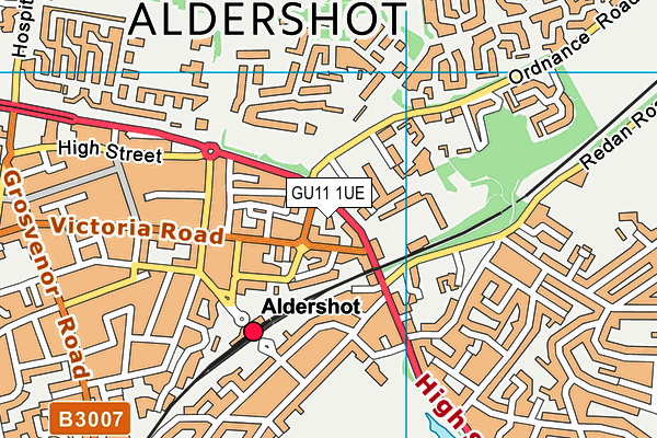 GU11 1UE map - OS VectorMap District (Ordnance Survey)