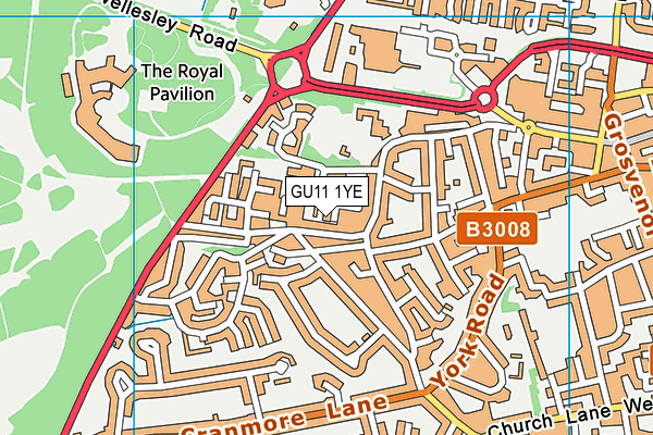 GU11 1YE map - OS VectorMap District (Ordnance Survey)