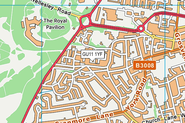 GU11 1YF map - OS VectorMap District (Ordnance Survey)