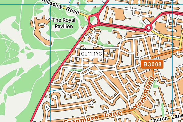 GU11 1YG map - OS VectorMap District (Ordnance Survey)