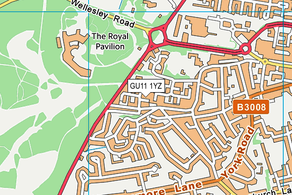 GU11 1YZ map - OS VectorMap District (Ordnance Survey)