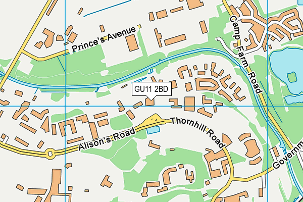 GU11 2BD map - OS VectorMap District (Ordnance Survey)