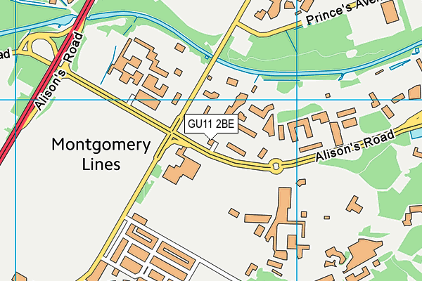 GU11 2BE map - OS VectorMap District (Ordnance Survey)