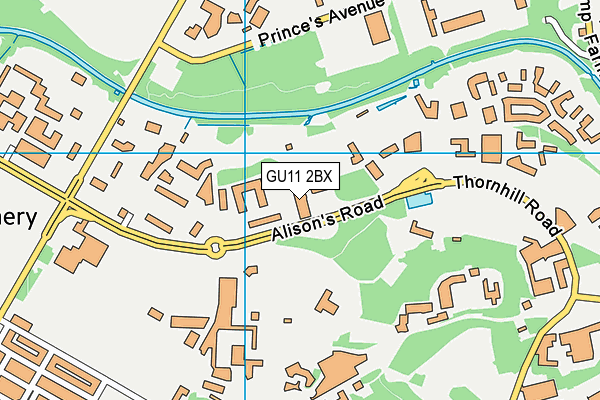 GU11 2BX map - OS VectorMap District (Ordnance Survey)