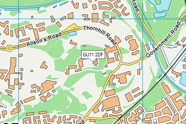 GU11 2DF map - OS VectorMap District (Ordnance Survey)