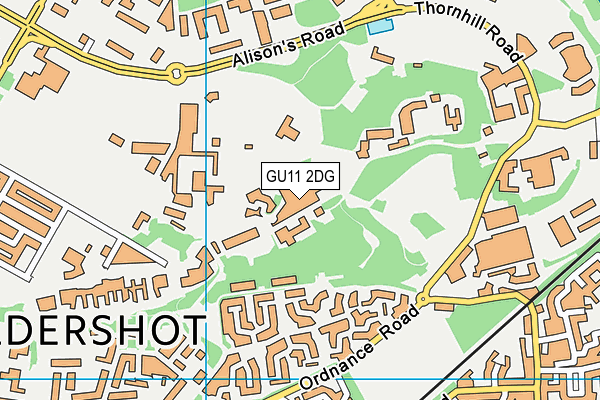 GU11 2DG map - OS VectorMap District (Ordnance Survey)