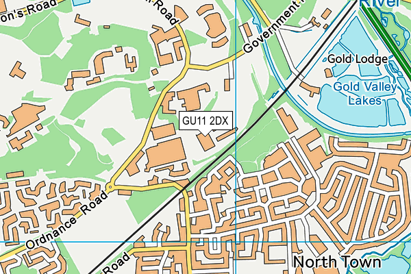 GU11 2DX map - OS VectorMap District (Ordnance Survey)