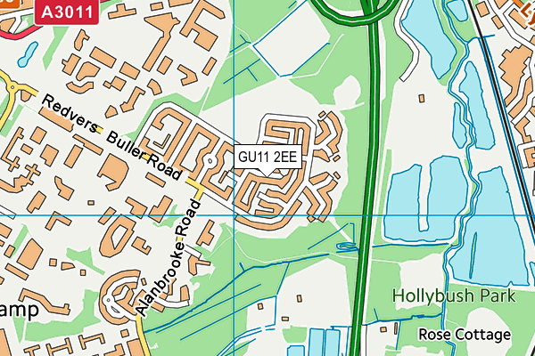 GU11 2EE map - OS VectorMap District (Ordnance Survey)
