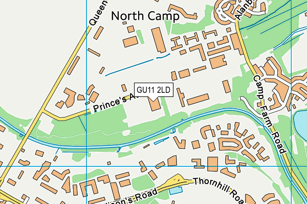 Clive Asprey Tennis Academy (Closed) map (GU11 2LD) - OS VectorMap District (Ordnance Survey)