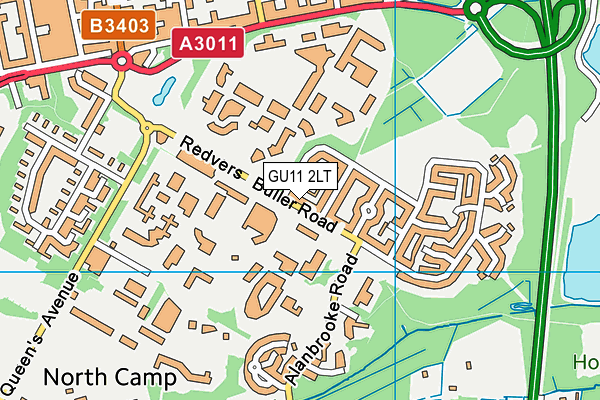 GU11 2LT map - OS VectorMap District (Ordnance Survey)