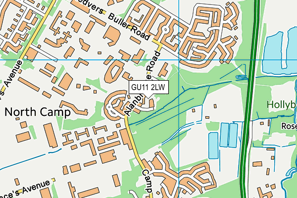 GU11 2LW map - OS VectorMap District (Ordnance Survey)