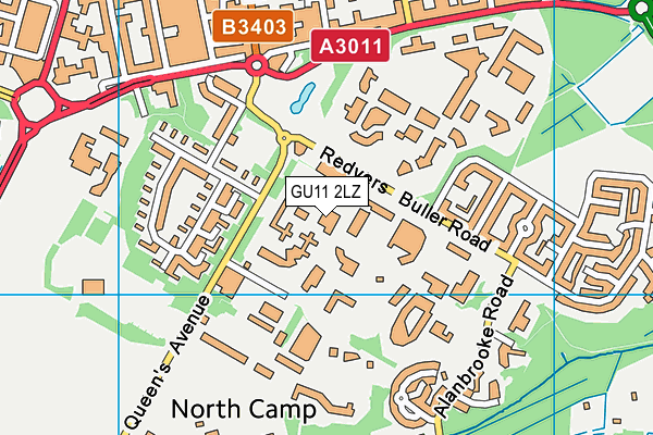 GU11 2LZ map - OS VectorMap District (Ordnance Survey)